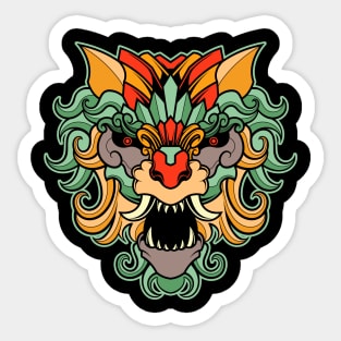 ETHNIC ORNAMENT WOLF HEAD ILLUSTRATION Sticker